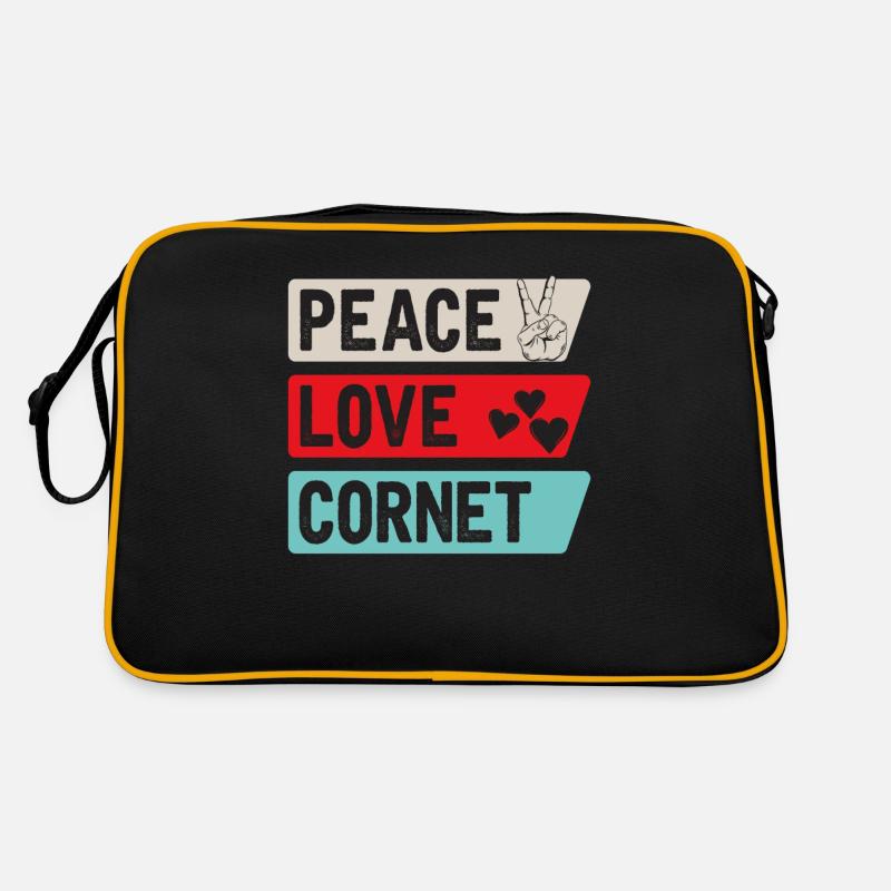 Peace Love Cornet Cornet Instrument Retro Tasche