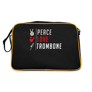 Peace Love Trombone Funny Trombone - Retro Tasche - Schwarz/Gold - Hinten