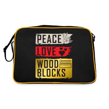 Peace Love Wood Blocks Instrument de musique - Sac Retro - noir/or - Dos