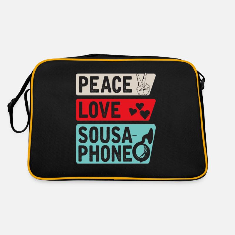 Peace Love Sousaphone Tuba Sousaphone - Retro Tasche - Schwarz/Gold