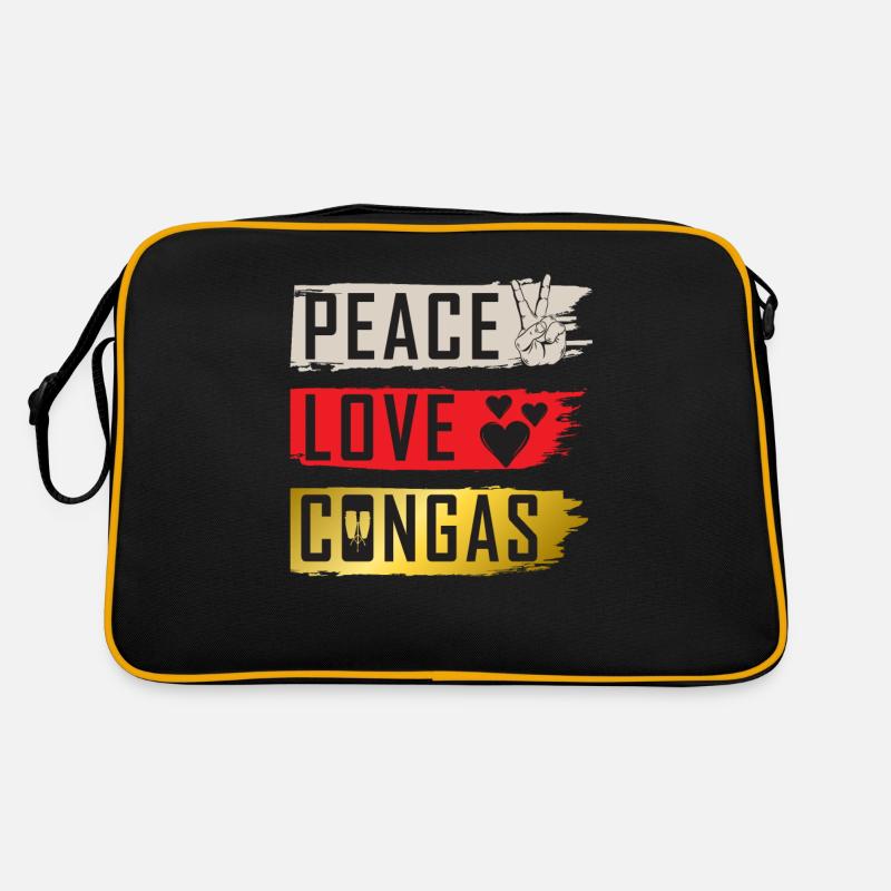Peace Love Congas Instrument Conga Drum Retro Tasche