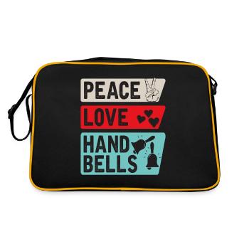 Peace Love Hand Bells Instrument Music - Retro Bag - black/gold - Back