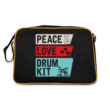 Peace Love Drum Kit Batterie Batteur Kit - Sac Retro - noir/or - Dos