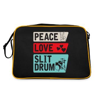 Peace Love Slit Drum Tambour à fente africain - Sac Retro - noir/or - Dos