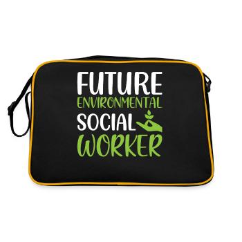 Future Environmental Social Worker Social Working - Retro Tasche - Schwarz/Gold - Hinten