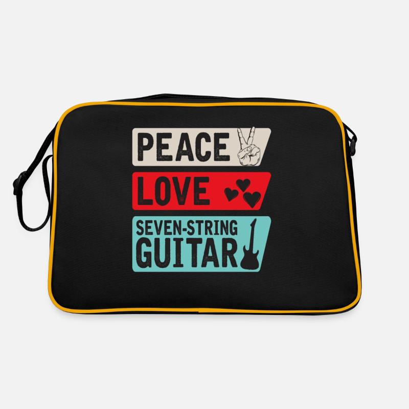 Peace Love Seven-String Guitar Music Retro Tasche