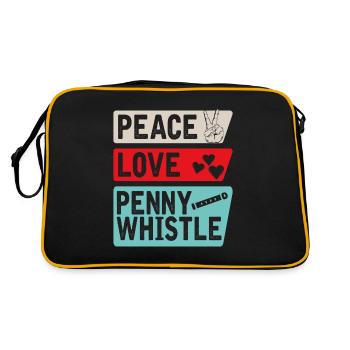 Peace Love Penny Whistle Irish Music - Retro Tasche - Schwarz/Gold - Hinten