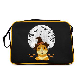 Halloween Hamster Pumpkins Scary Bat - Retro Tasche - Schwarz/Gold - Hinten
