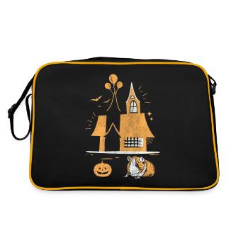 Halloween Hamster In Halloween Yard - Retro Bag - black/gold - Back