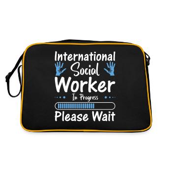 International Social Worker In Progress - Retro Tasche - Schwarz/Gold - Hinten