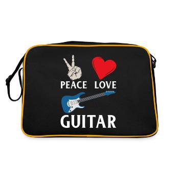 Peace Love Guitar Guitarist Guitar Lover - Retro Bag - black/gold - Back
