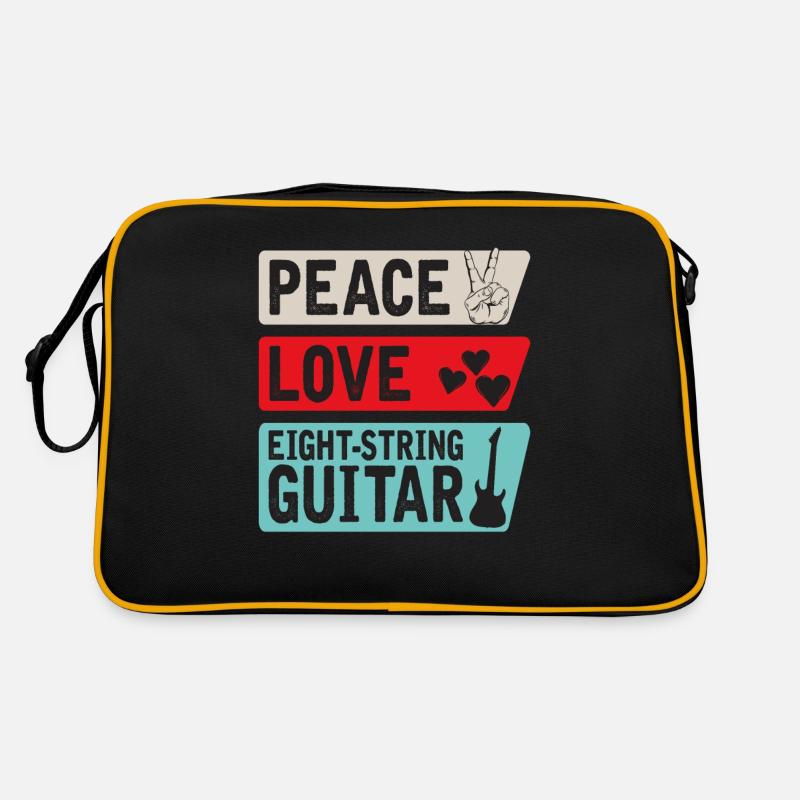 Peace Love Eight-String Guitar Music Retro Tasche