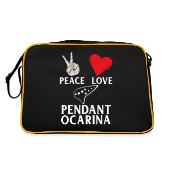 Peace Love Pendant Ocarina Instrument - Retro Bag - black/gold - Back