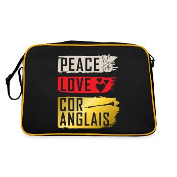 Peace Love Cor Anglais Instrument - Retro Tasche - Schwarz/Gold - Hinten