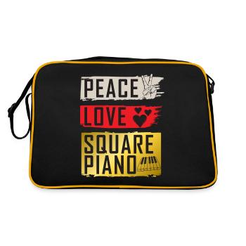Peace Love Square Piano Instrument de musique - Sac Retro - noir/or - Dos