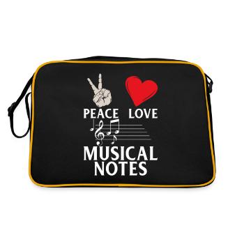 Peace Love Musical Notes Music Notes - Retro Bag - black/gold - Back