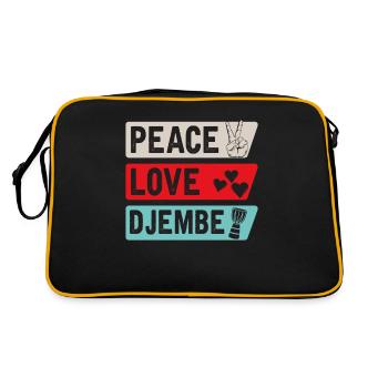 Peace Love Djembe Drum Instrument - Retro Bag - black/gold - Back