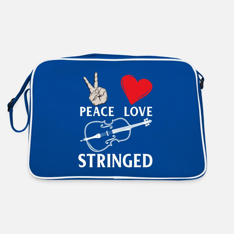 Peace Love Stringed Guitar Player Retro Tasche