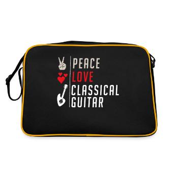 Peace Love Classical Guitar Instrument - Retro Tasche - Schwarz/Gold - Hinten