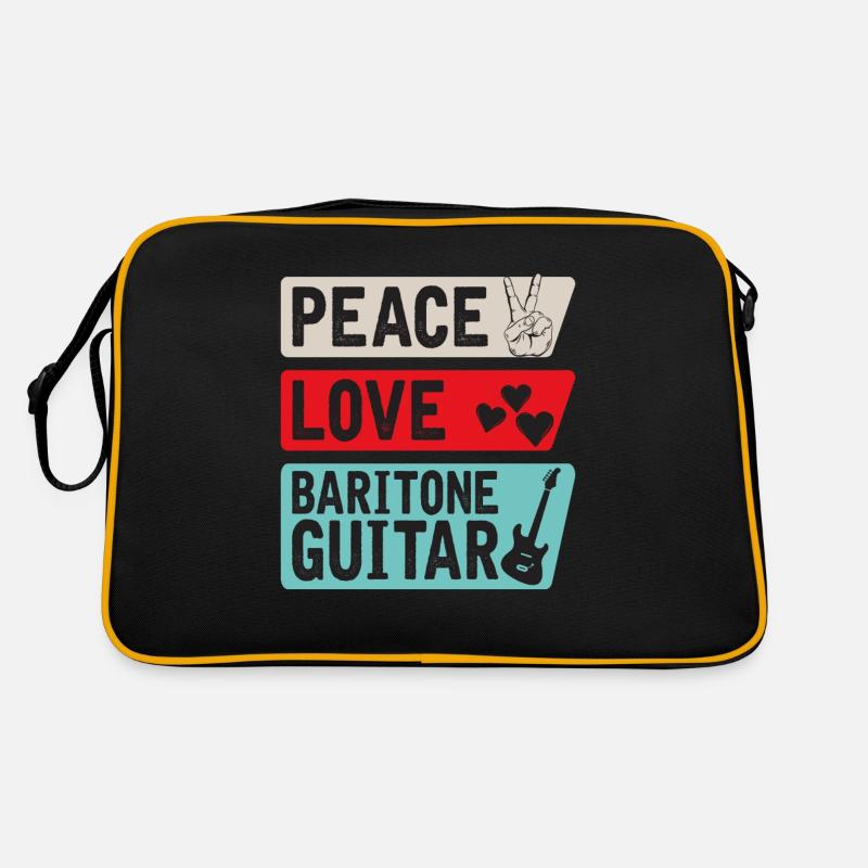Peace Love Baritone Guitar Instrument - Retro Tasche - Schwarz/Gold