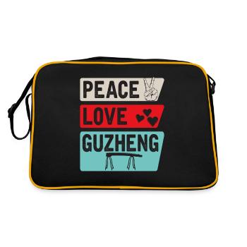 Peace Love Guzheng Instrument Musical - Sac Retro - noir/or - Dos