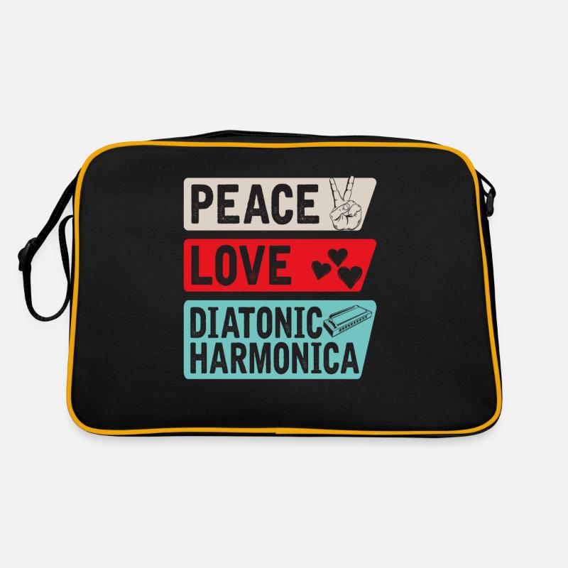 Peace Love Diatonic Harmonica Instrument Retro Tasche