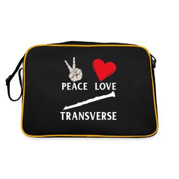 Peace Love Transverse Instrument Musical - Sac Retro - noir/or - Dos
