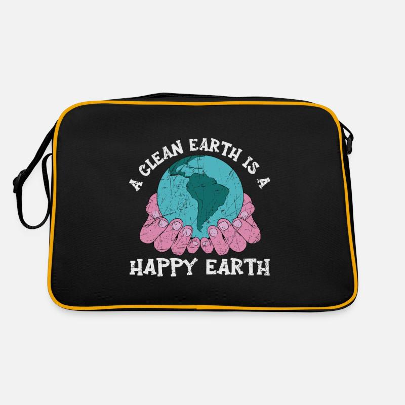 A Clean Earth Is A Happy Earth Environmentalist - Retro Tasche - Schwarz/Gold