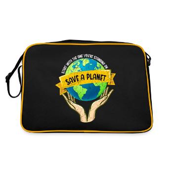 Save A Planet Nature Lover Environmentalist - Retro Bag - black/gold - Back