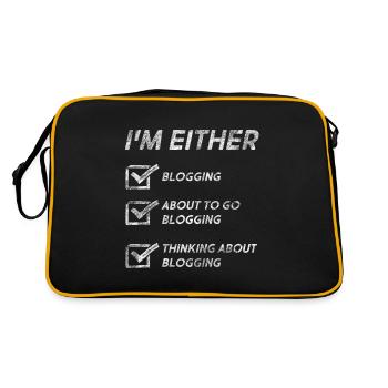 Funny Blogging Quotes Blog Lovers Bloggers - Retro Bag - black/gold - Back