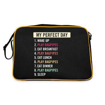 Funny Bagpipes Players Bagpipes Lovers Bagpipers - Retro Tasche - Schwarz/Gold - Hinten