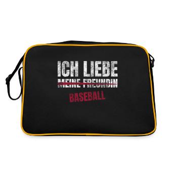 Baseball Ich Liebe Zeitvertreib Hobby - Retro Tasche - Schwarz/Gold - Hinten