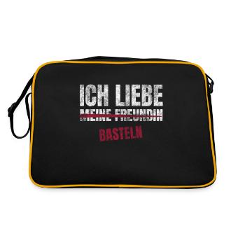 Basteln Ich Liebe Zeitvertreib Hobby - Retro Tasche - Schwarz/Gold - Hinten