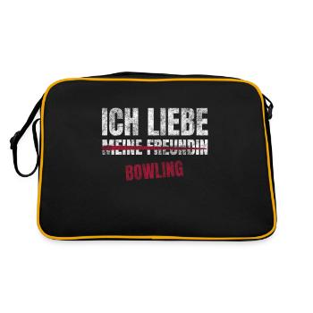 Bowling Ich Liebe Zeitvertreib Hobby - Retro Tasche - Schwarz/Gold - Hinten
