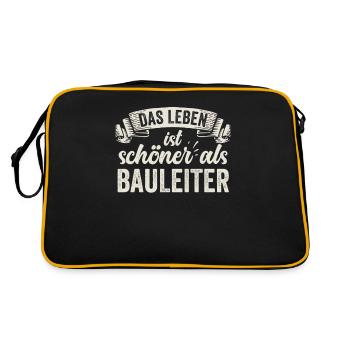 Lustige Bauleiter Baustelle Planung Organisation - Retro Tasche - Schwarz/Gold - Hinten