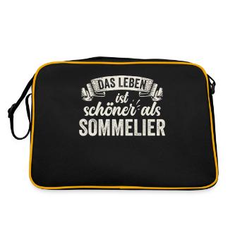 Lustige Sommelier Verkostung Weinkeller Weinprobe - Retro Tasche - Schwarz/Gold - Hinten