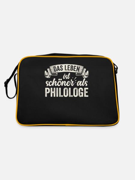 Philologe Sprache Geschichte Texte Übersetzung - Retro Tasche - Schwarz/Gold - Hinten