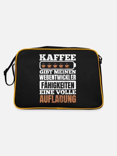 Webentwickler Programmierer Fullstack-Entwickler - Retro Tasche - Schwarz/Gold - Hinten