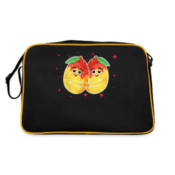 Mignon Couple D’abricot Étreindre Abricot Fruits Amateurs - Sac Retro - noir/or - Dos