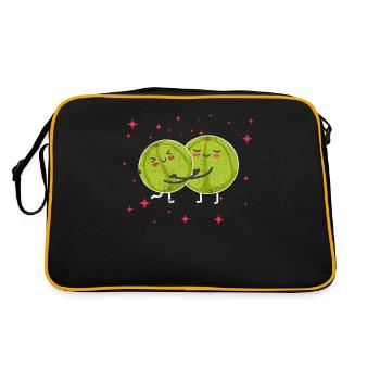 Cute Amla Couple Hugging Amla Fruits Lovers - Retro Bag - black/gold - Back