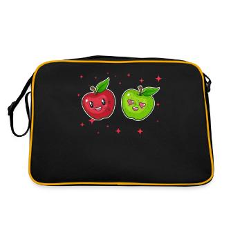 Mignon Couple De Pommes Étreignant Les Amateurs De Fruits De Pomme - Sac Retro - noir/or - Dos