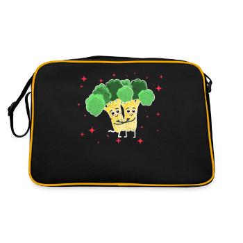 Couple de brocoli mignon étreignant les amateurs de brocoli - Sac Retro - noir/or - Dos