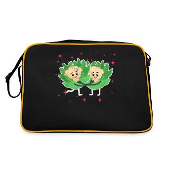 Cute Cauliflower Couple Hugging Cauliflower Lovers - Retro Bag - black/gold - Back