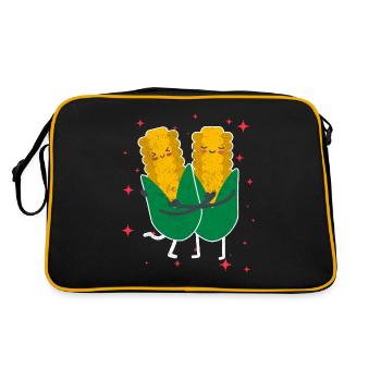 Couple de maïs mignon étreignant les amateurs de fruits de maïs - Sac Retro - noir/or - Dos