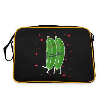 Couple de concombre mignon étreignant les fruits de concombre - Sac Retro - noir/or - Dos