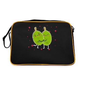 Cute Durian Couple Hugging Durian Fruits - Retro Bag - black/gold - Back