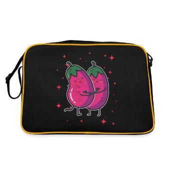 Couple d’aubergines mignon étreignant les fruits d’aubergine - Sac Retro - noir/or - Dos