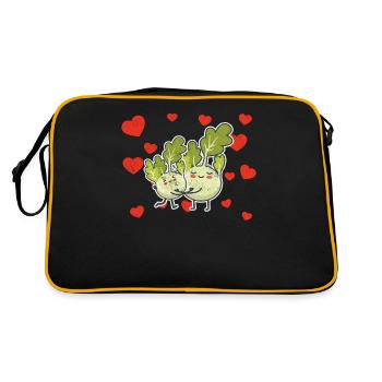Couple mignon de chou-rave étreignant les amateurs de fruits de chou-rave - Sac Retro - noir/or - Dos