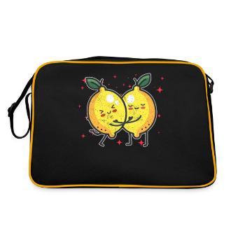 Cute Lemon Couple Hugging Lemon Fruit Lovers - Retro Bag - black/gold - Back