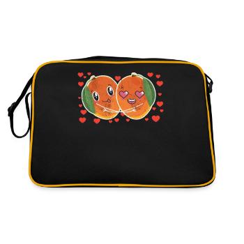Cute Mango Couple Hugging Mango Fruit Lovers - Retro Bag - black/gold - Back
